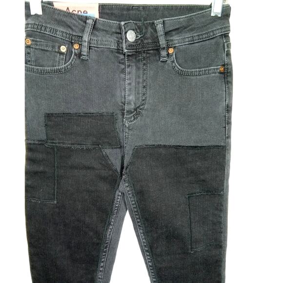 ACNE Bla Konst Stockholm Studios Climb Black Patch Jeans - 25x28 - Picture 1 of 9